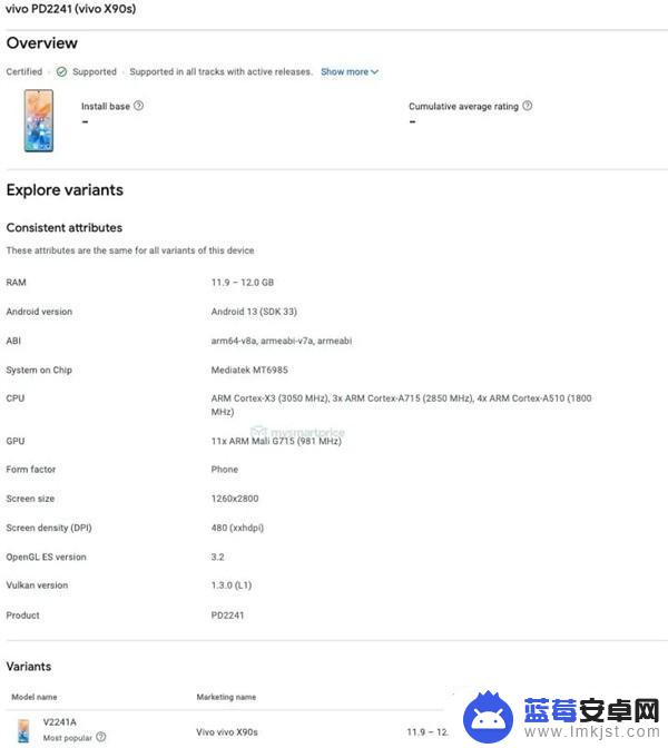 安卓新旗舰芯加持！vivo X90S曝光：处理器升级为天玑9200+