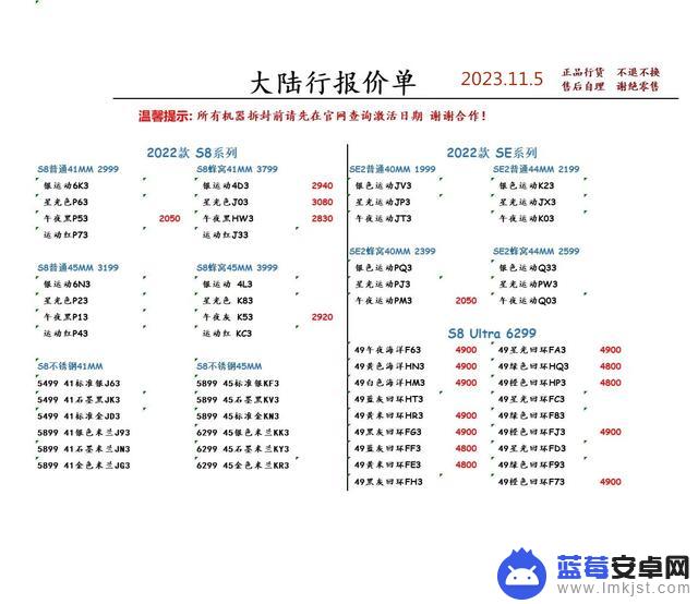 2023年11月5日华强北手机批发报价单