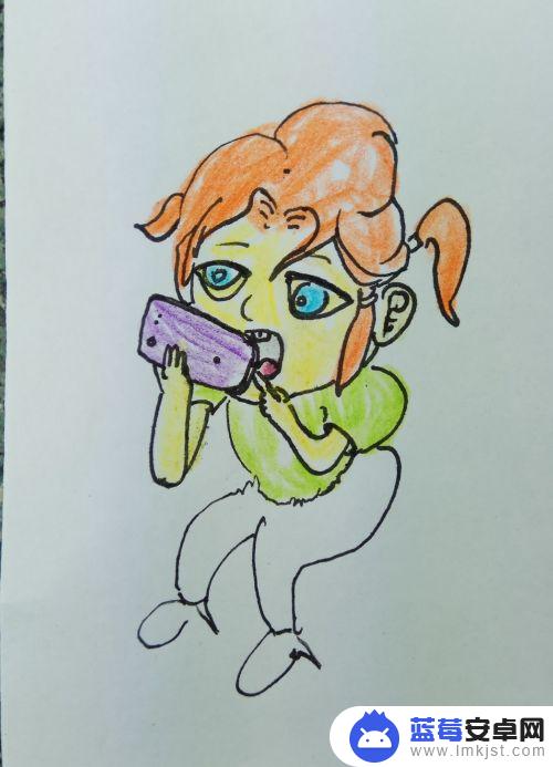 女孩怎么画手机 怎样用简笔画画玩手机的女孩