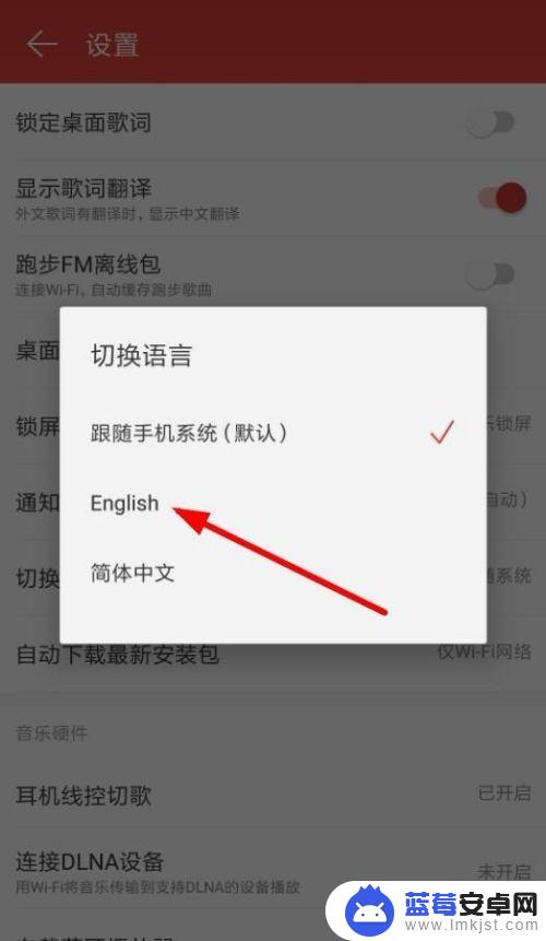 手机音乐怎么变成英文 网易云音乐语言切换为英文