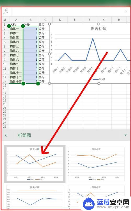 手机怎么用excel制作折线图 手机Excel表格中如何添加折线图