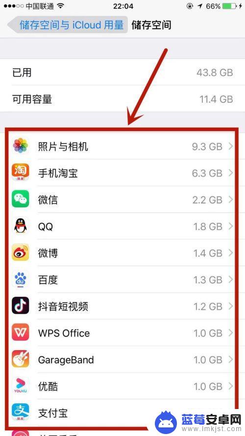 怎么看手机里哪个软件占多少内存 苹果手机内存占比查看方法