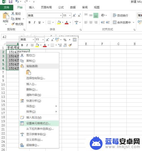 手机表格怎么显示号码格式 Excel手机号码格式设置